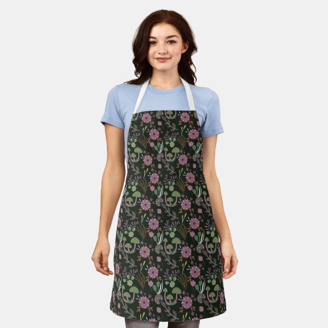 Dark Floral Pattern Apron (Worn)