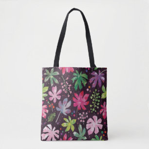 Dark Floral Pattern Art Tote Bag
