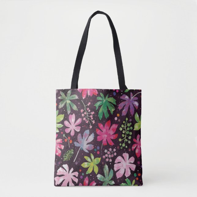 Dark Floral Pattern Art Tote Bag (Front)