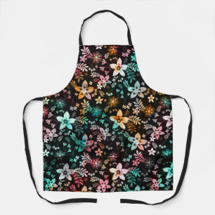 Dark Floral Pattern - Edelweiss Flower Geometric Apron