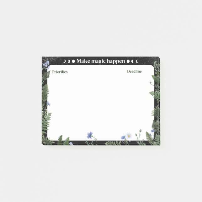 Dark Floral Productivity Sticky Note (Front)