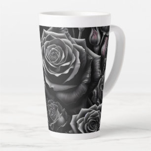 Dark Floral Rose Latte Mug 12 & 17 oz