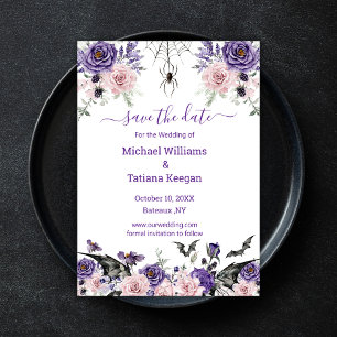 dark floral roses moody victorian gothic wedding save the date