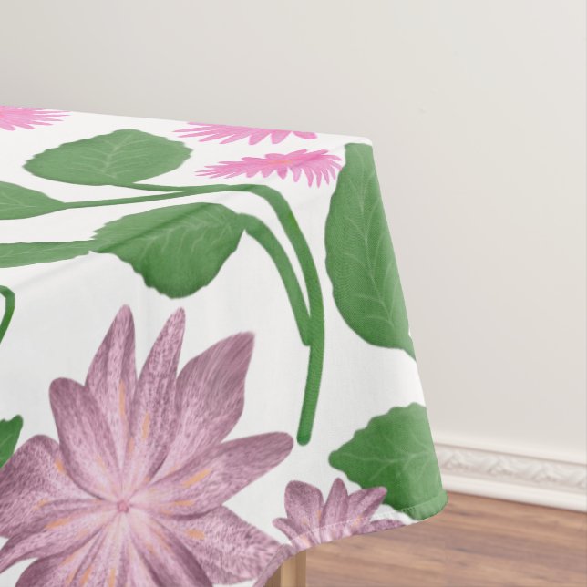 Dark Floral Seamless Pattern Pink Flowers Green Le Tablecloth (In Situ)