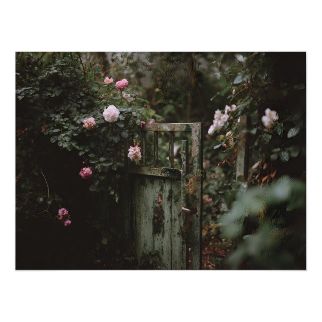 Dark Floral Secret Garden Door Poster (Front)