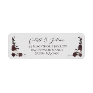 Dark Floral Skull Wedding Return Address Label