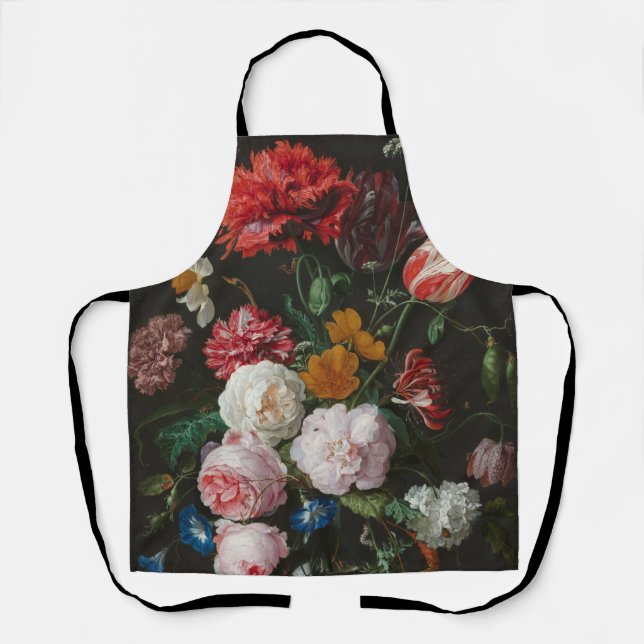 Dark Floral Still Life Apron (Front)