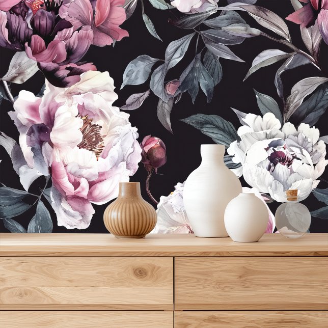 Dark Floral Watercolor Peony Wallpaper (Creator Uploaded)