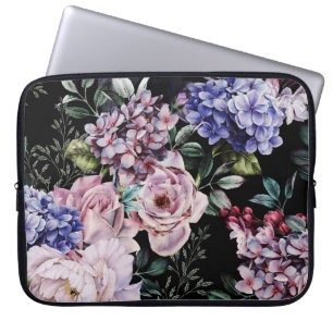 Dark Floral Watercolor Seamless Design Laptop Sleeve