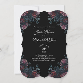 Dark Floral Wedding Gothic Black Elegant Invitation