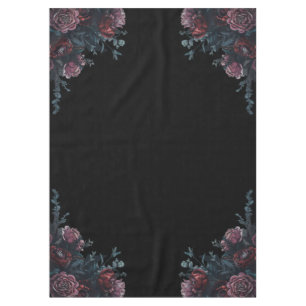 Dark Floral Wedding Gothic Black Elegant Tablecloth