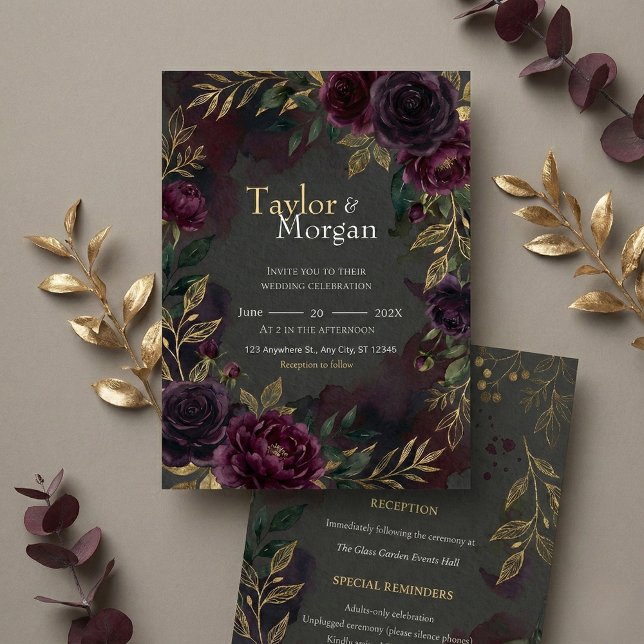 Dark-floral Wedding Invitation (Creator Uploaded)