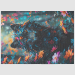 Dark Floral Wolf Print Tissue Paper
