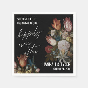 Dark Florals Happily Ever After Beginning Napkin