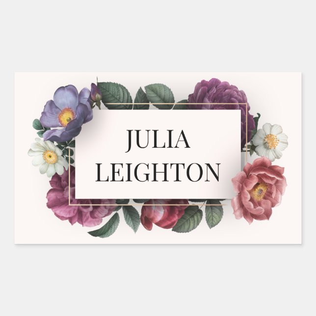 Dark Florals Rectangular Sticker (Front)