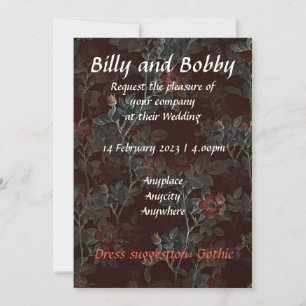 Dark flower Gothic wedding invitation. Customize Invitation