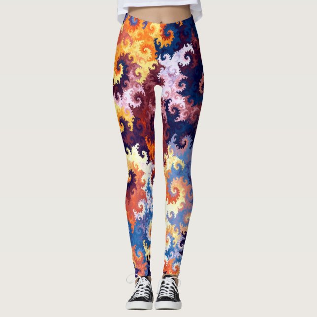 Dark Flower Pattern Leggings (Front)