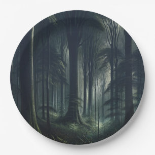 Dark Forest at Twilight Sweet 16 Paper Plate