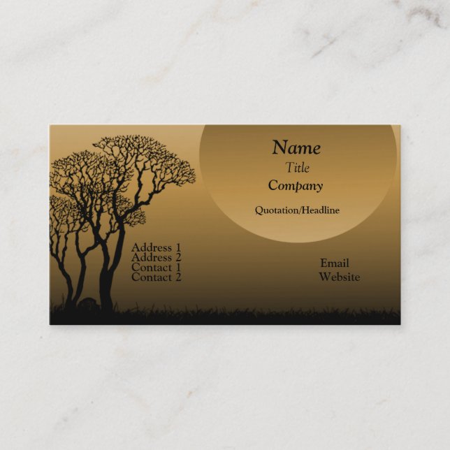 Dark Forest Business Card, Golden Beige Business Card (Front)