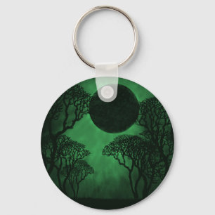 Dark Forest Eclipse Keychain, Green Key Ring
