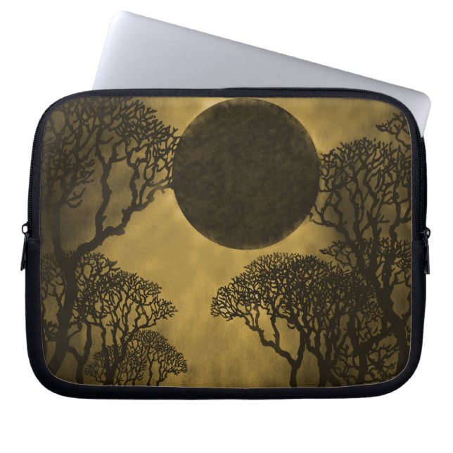 Dark Forest Eclipse Laptop Bag, Gold Sleeve (Front)