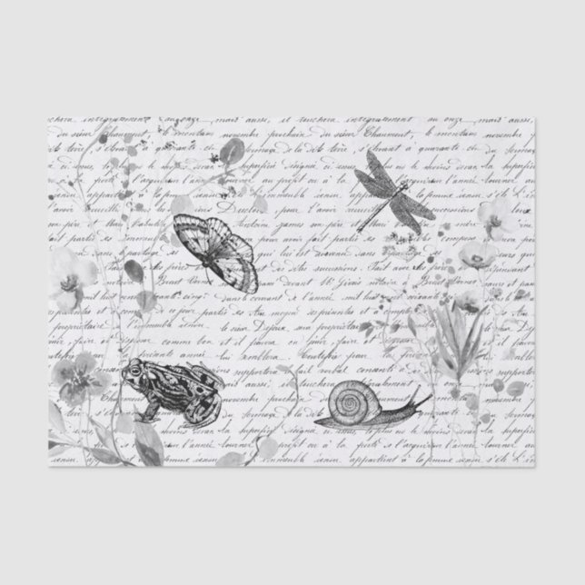 Dark Forest Frog Wild Flower Decoupage  Tissue Paper (Front)