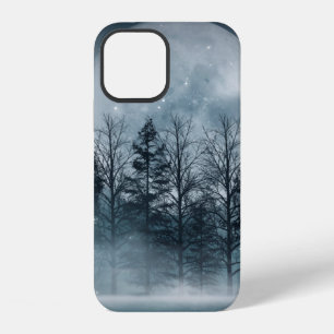 Dark forest. Gloomy dark scene with trees, big moo iPhone 12 Case