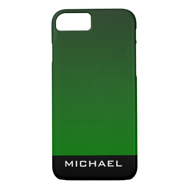 Dark Forest Green and Black Monogram Case-Mate iPhone Case (Back)