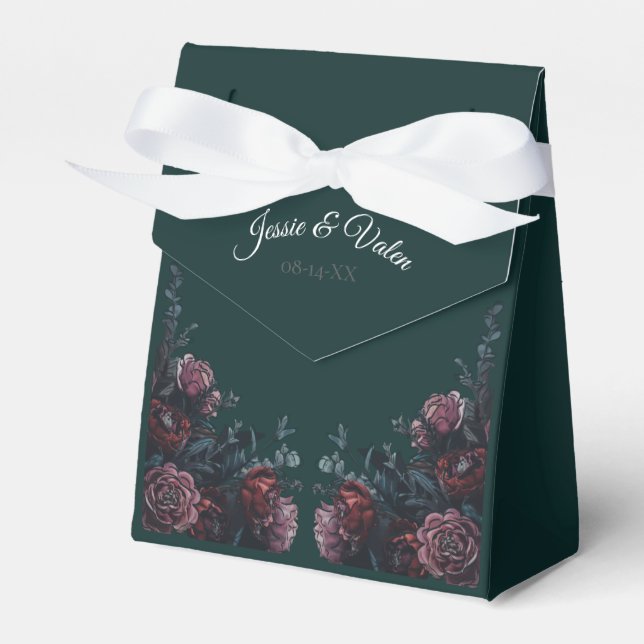 Dark Forest Green Elegant Wedding Favour Box (Front Side)