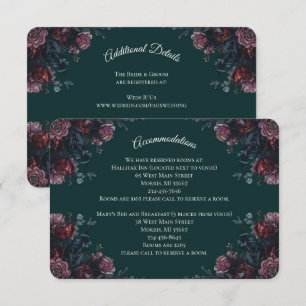 Dark Forest Green Elegant Wedding Maroon Mauve Enclosure Card
