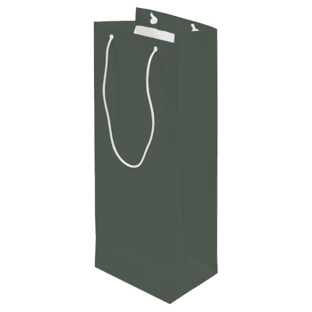 Dark Forest Green Solid Colour - Colour - Hue Wine Gift Bag (Back Angled)