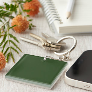Dark Forest Green Square Acrylic Keychain