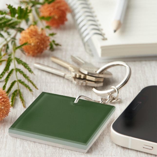 Dark Forest Green Square Acrylic Keychain (Front Right)
