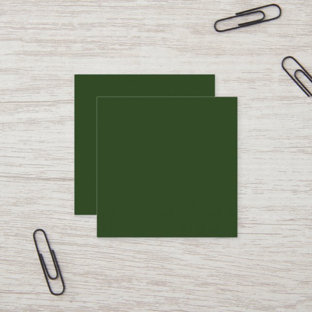 Dark Forest Green Square Business Card (Front/Back In Situ)