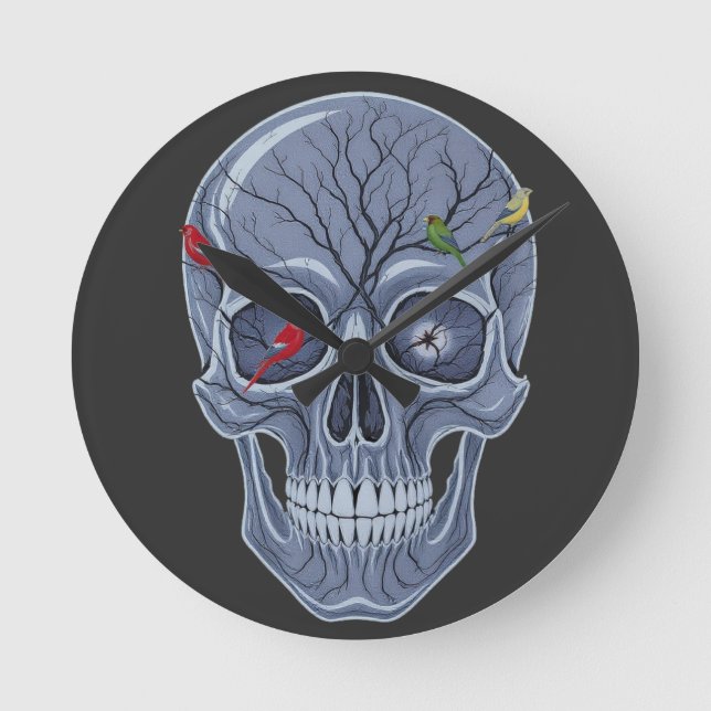 DARK FOREST SKULL ROUND CLOCK (Front)