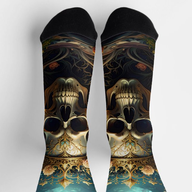 Dark Forest Skull Socks (Top)