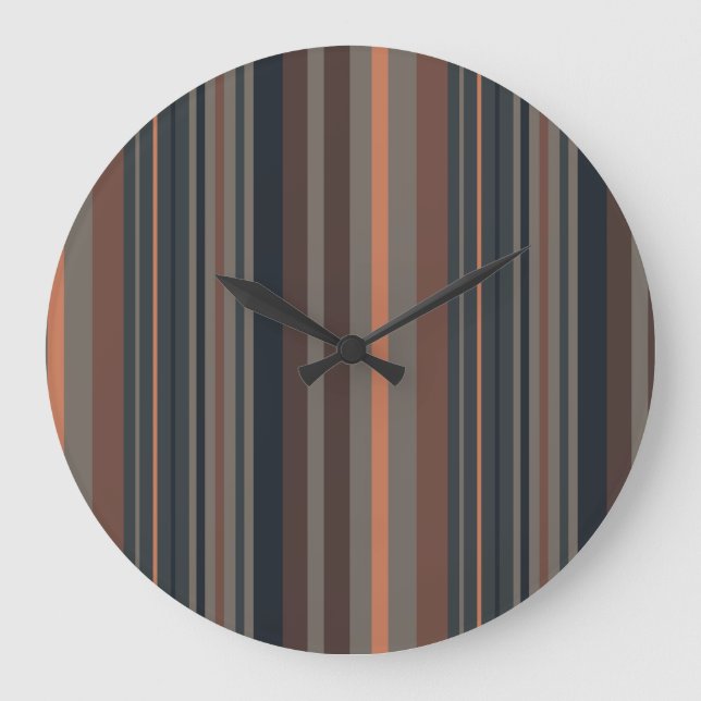 Dark Forest Woodlands Stripes Design  Large Clock (Front)