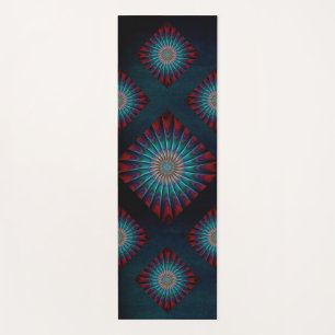 Dark Fractal Diamond Pattern Yoga Mat