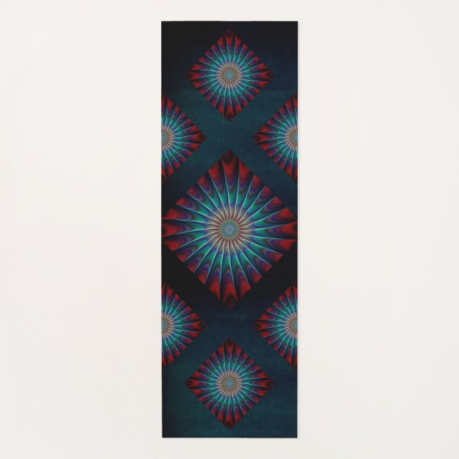 Dark Fractal Diamond Pattern Yoga Mat (Front)