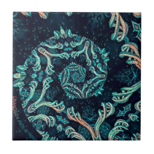 Dark fractal elegance ceramic tile
