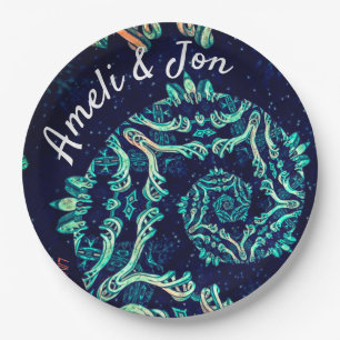 Dark fractal elegance dinner plate