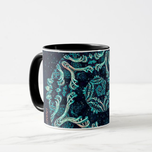 Dark fractal elegance Spiral Mug (Front Left)