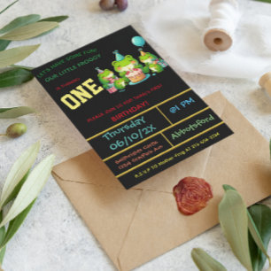 Dark Froggy Birthday Celebration - 1 Year! Invitation