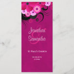 Dark Fuchsia Floral Wedding Program Template Card<br><div class="desc">© Sunny Mars Designs - Floral Hibiscus: Deep Dark Fuchsia Magenta Wedding Program Rackcards - This fully customisable custom wedding programme template features an illustration of a dark pink,  purple or fuschia swirly hibiscus floral decoration.  Personalise it by adding your wedding party and wedding ceremony details.</div>