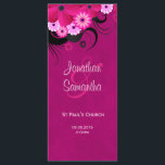 Dark Fuchsia Floral Wedding Program Template Card<br><div class="desc">© Sunny Mars Designs - Floral Hibiscus: Deep Dark Fuchsia Magenta Wedding Program Rackcards - This fully customisable custom wedding programme template features an illustration of a dark pink,  purple or fuschia swirly hibiscus floral decoration.  Personalise it by adding your wedding party and wedding ceremony details.</div>