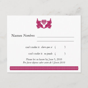 Dark Fuchsia Papal Picado Style Love Birds RSVP Card