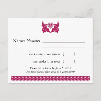 Dark Fuchsia Papal Picado Style Love Birds RSVP Card