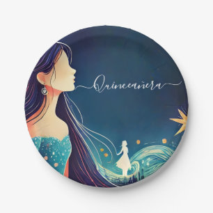 Dark Fun Star Prom Starry Night Sky Quinceanera Paper Plate