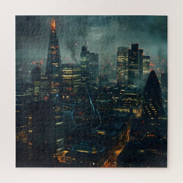 Dark Futuristic Stormy City  Jigsaw Puzzle (Vertical)