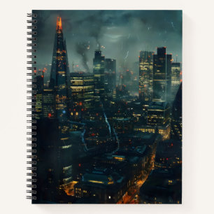 Dark Futuristic Stormy City  Notebook